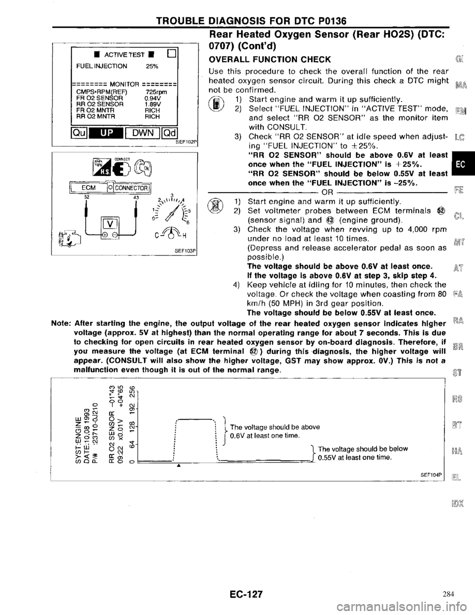 NISSAN PRIMERA 1996  Service Repair Manual 284 