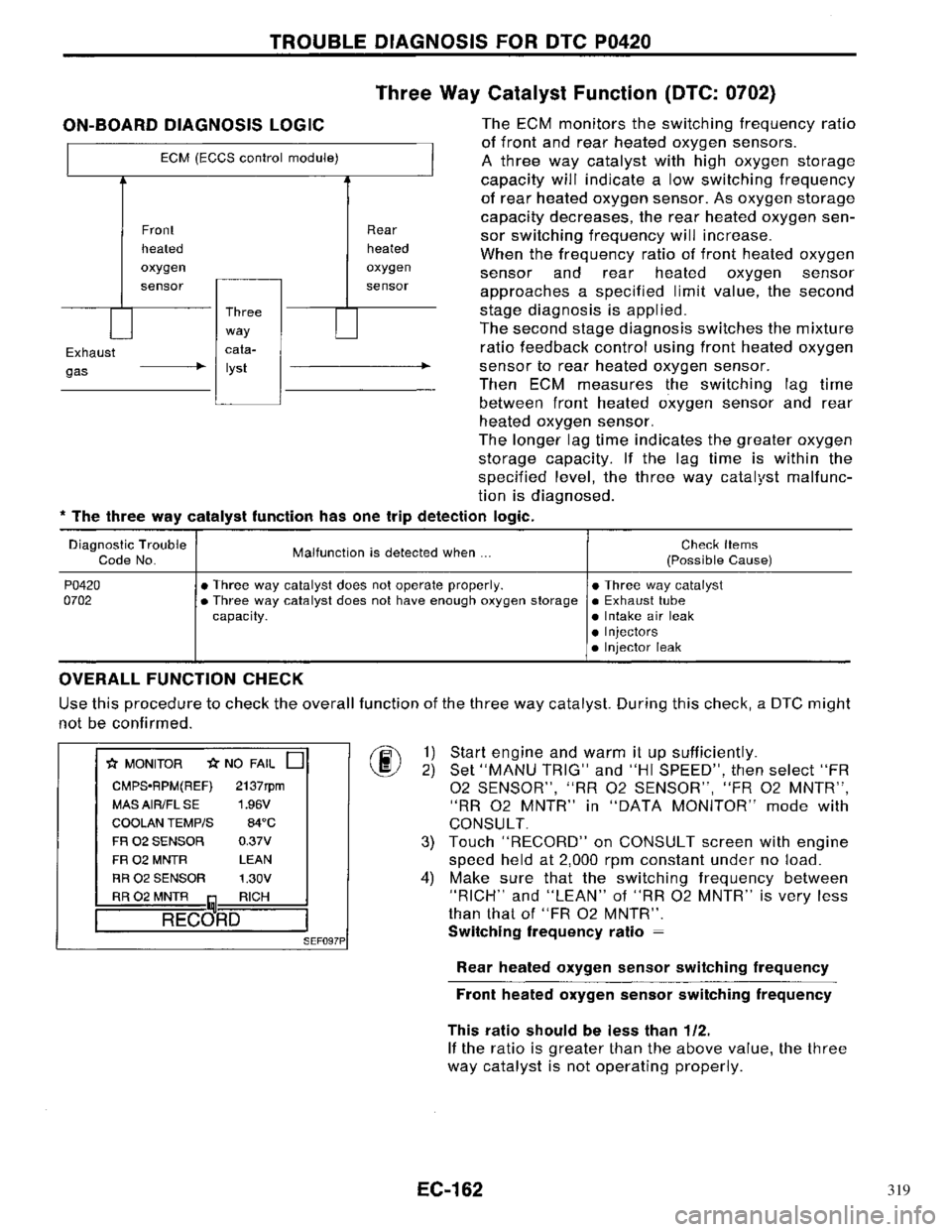 NISSAN PRIMERA 1996  Service Repair Manual 319 