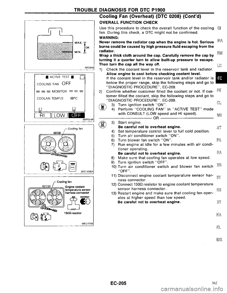NISSAN PRIMERA 1996  Service Repair Manual 362 