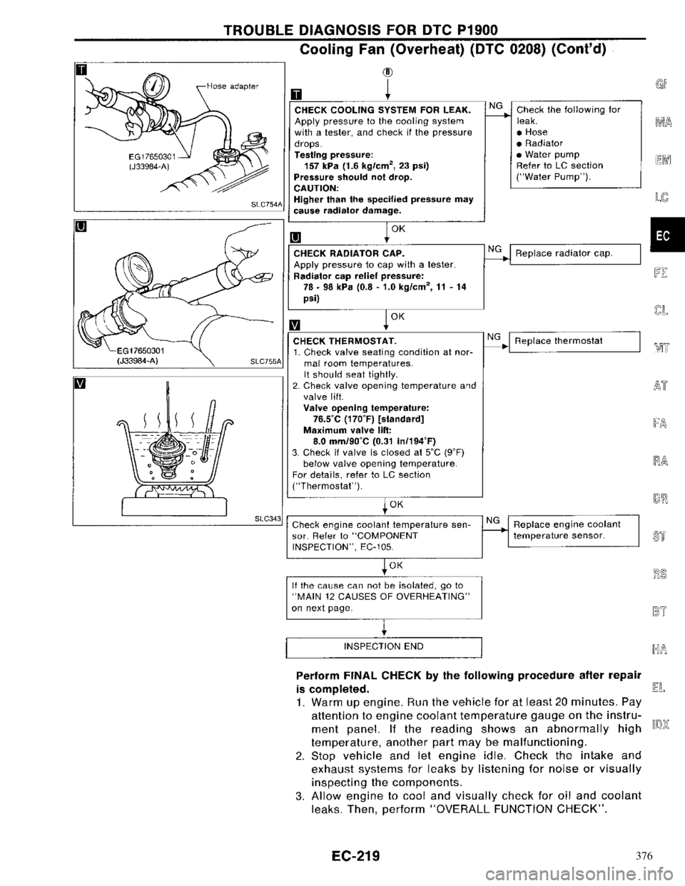 NISSAN PRIMERA 1996  Service Repair Manual 376 