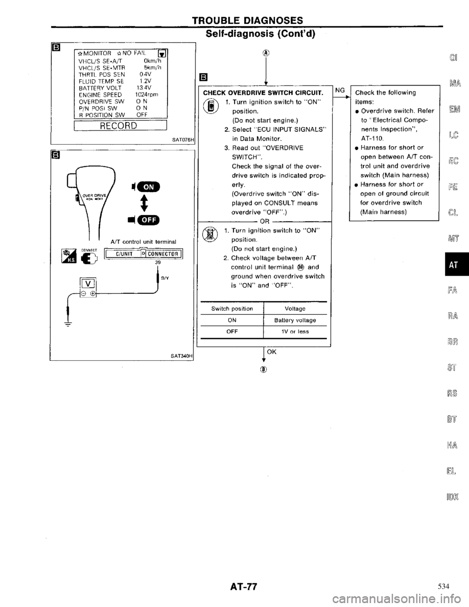 NISSAN PRIMERA 1996  Service Repair Manual 534 