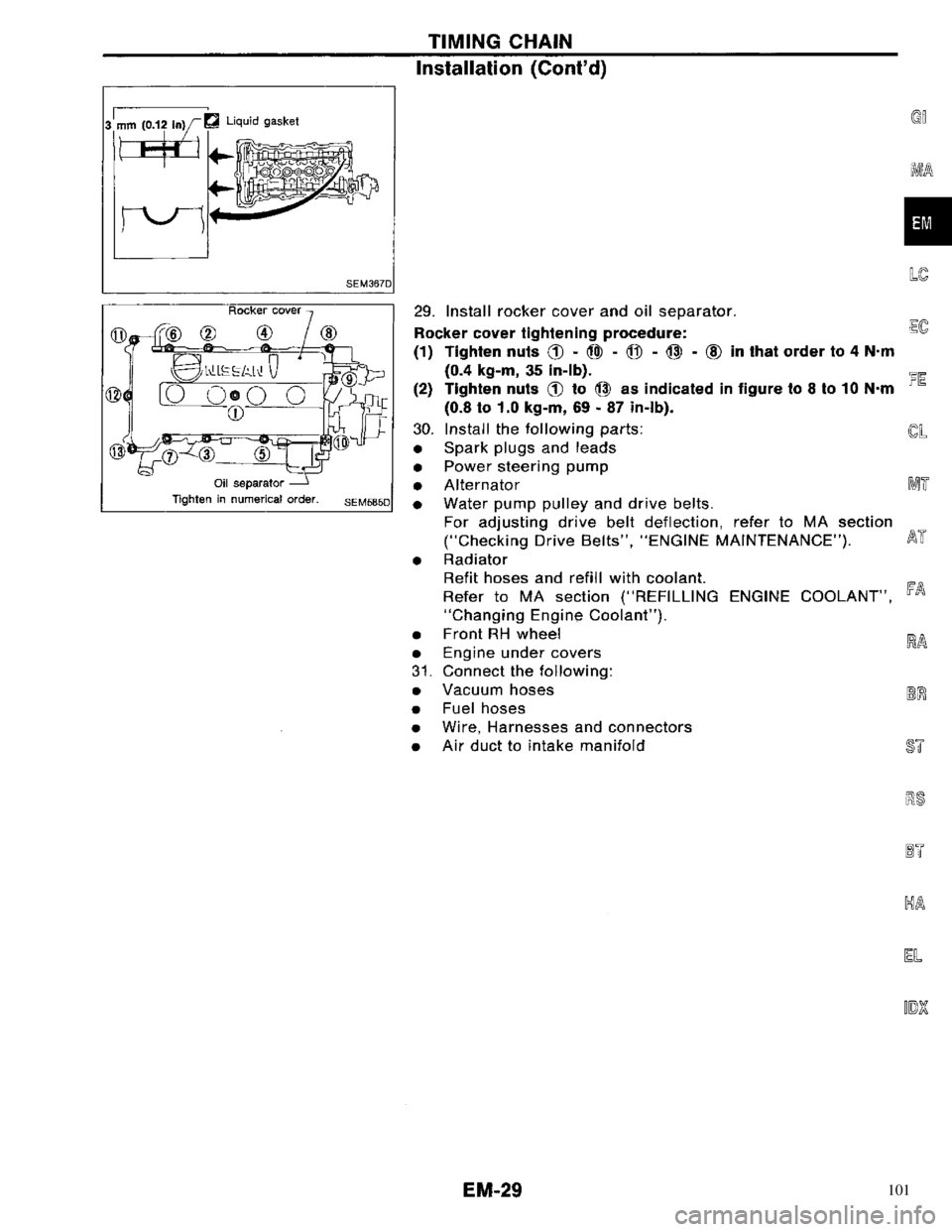 NISSAN PRIMERA 1996  Service Repair Manual 101 