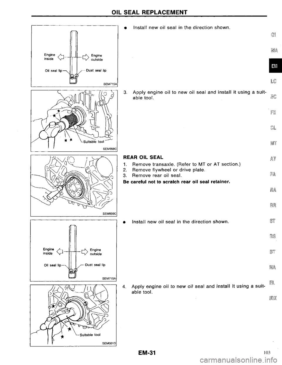 NISSAN PRIMERA 1996  Service Repair Manual 103 