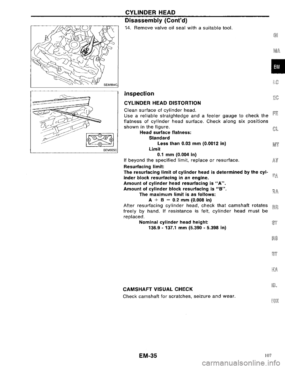 NISSAN PRIMERA 1996  Service Repair Manual 107 