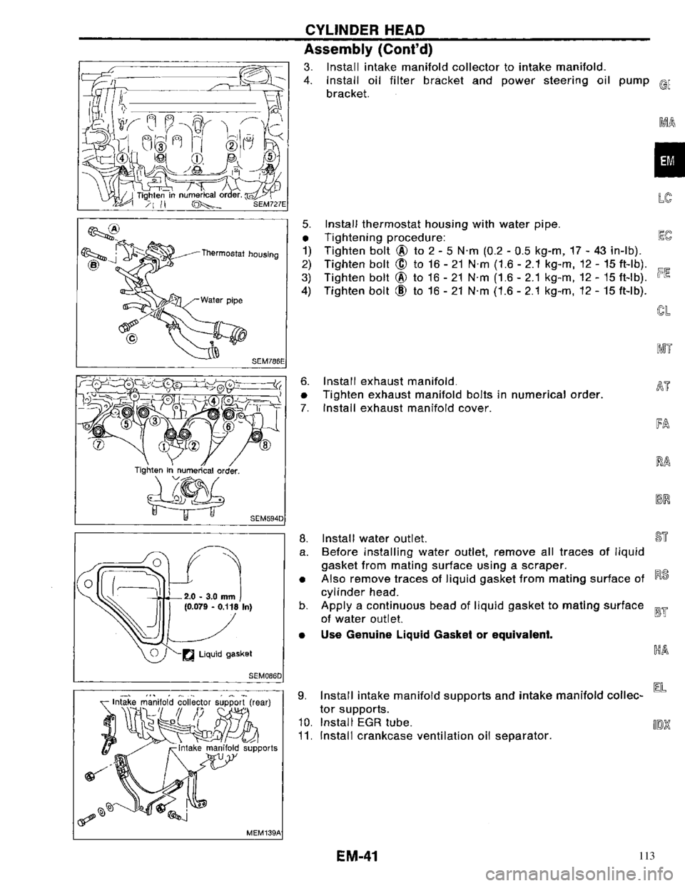 NISSAN PRIMERA 1996  Service Repair Manual 113 
