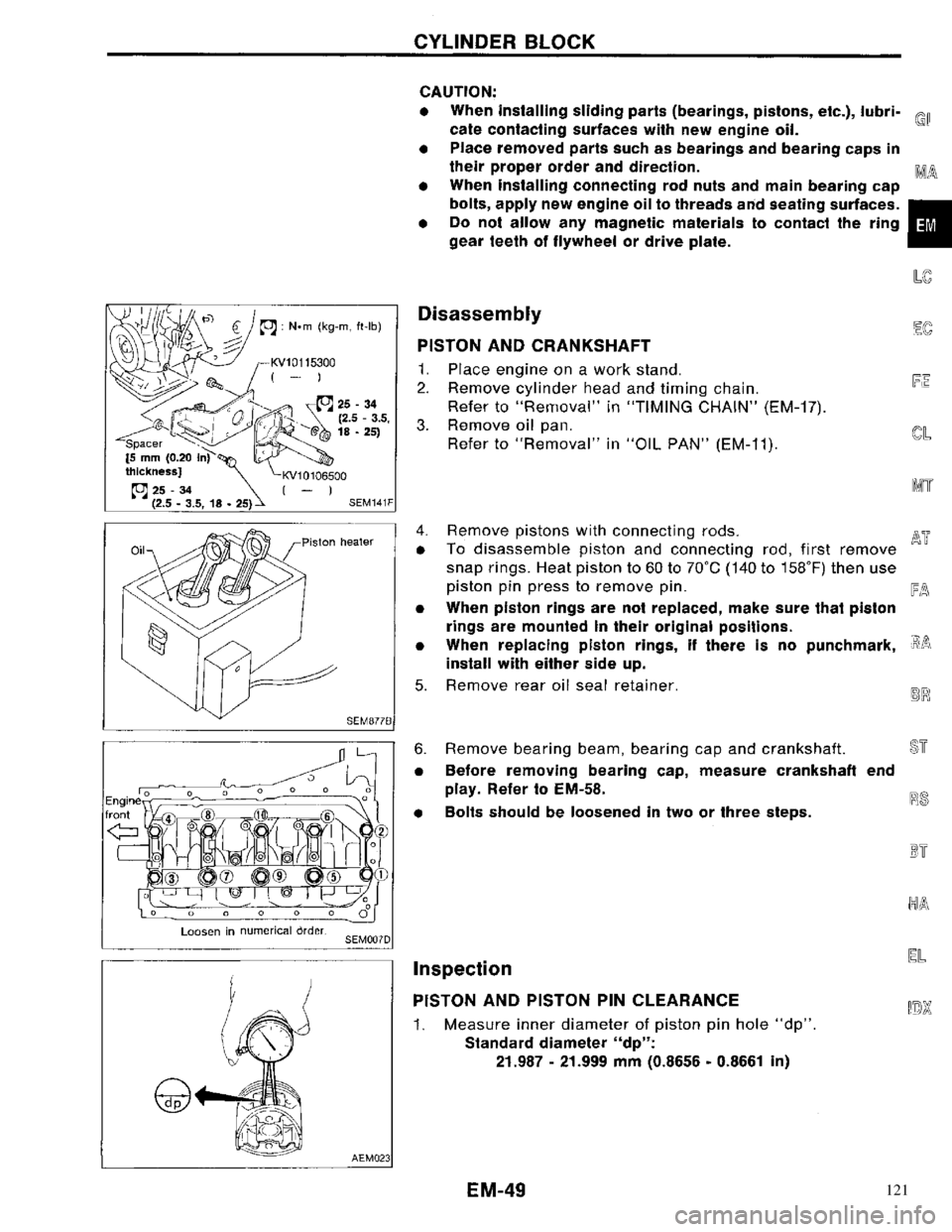 NISSAN PRIMERA 1996  Service Repair Manual 121 