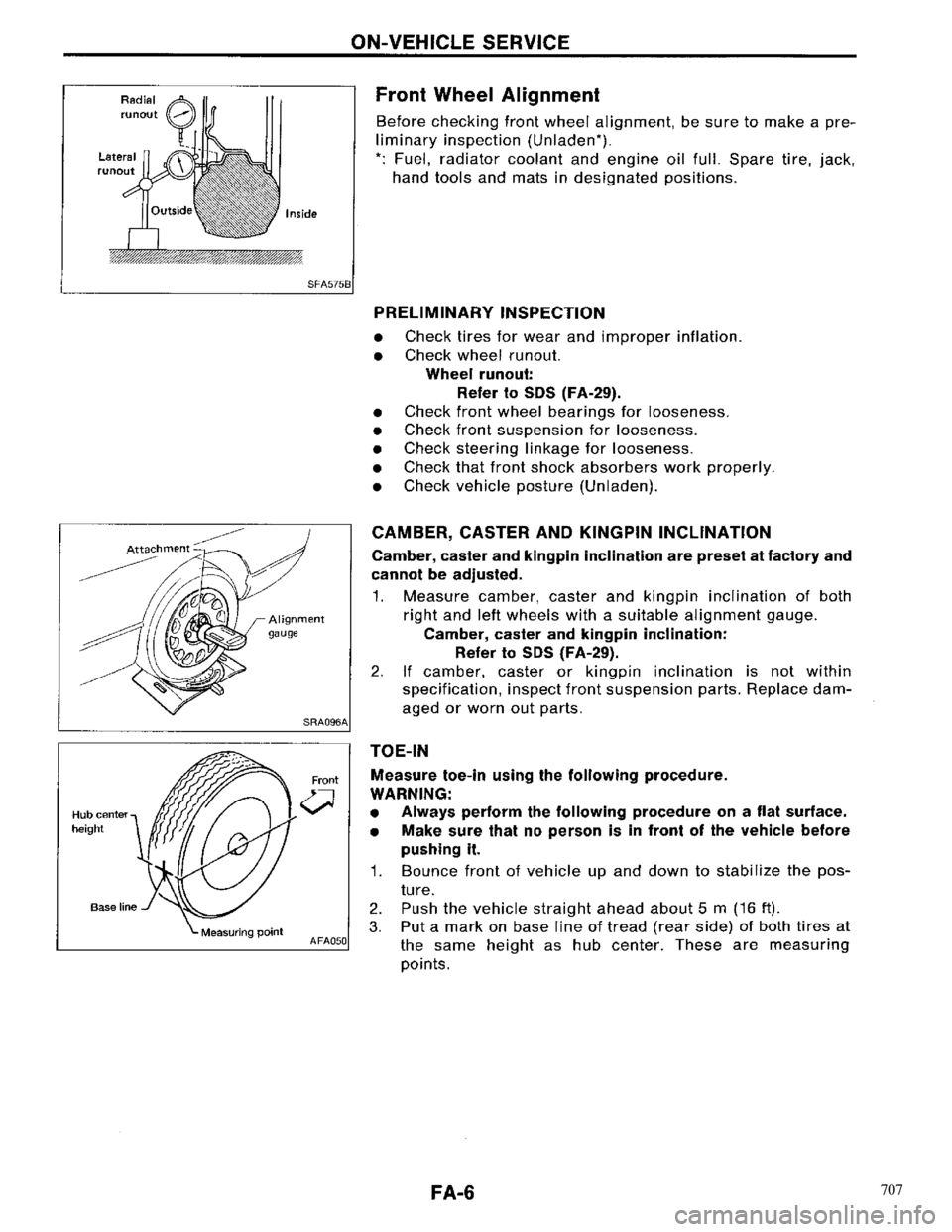 NISSAN PRIMERA 1996  Service Repair Manual 707 