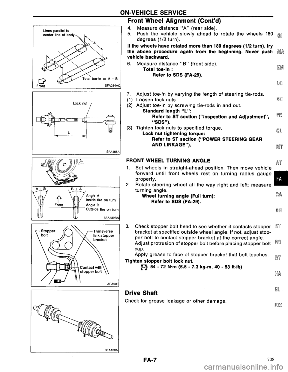 NISSAN PRIMERA 1996  Service Repair Manual 708 