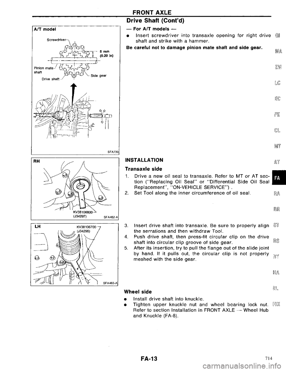 NISSAN PRIMERA 1996  Service Repair Manual 714 