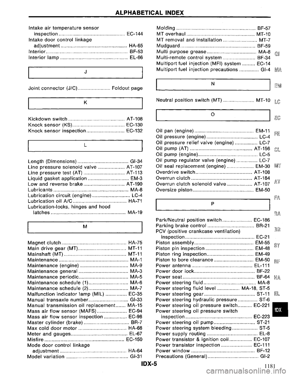 NISSAN PRIMERA 1995  Service Repair Manual 1181 