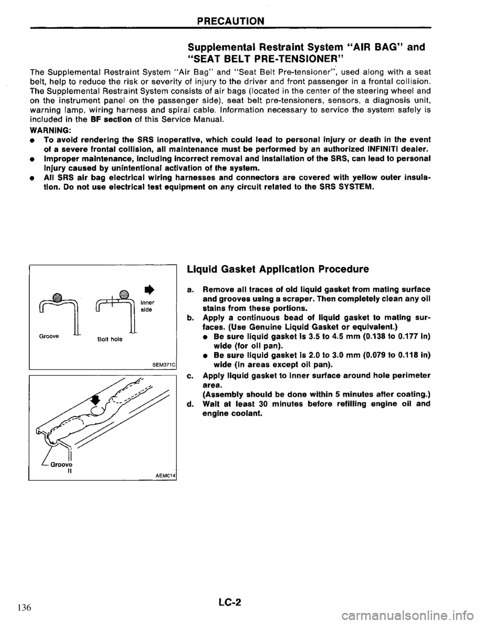 NISSAN PRIMERA 1995  Service Repair Manual 136 
