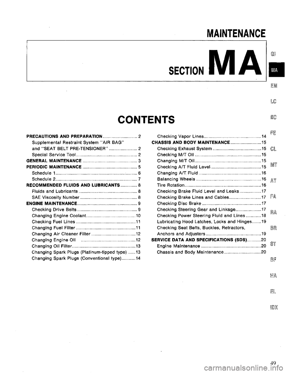 NISSAN PRIMERA 1995  Service Repair Manual 49 