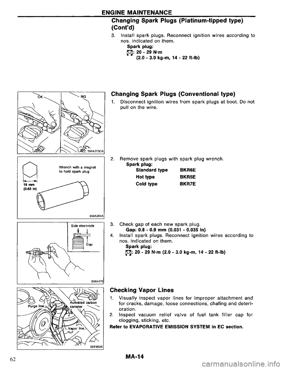 NISSAN PRIMERA 1995  Service Repair Manual 62 