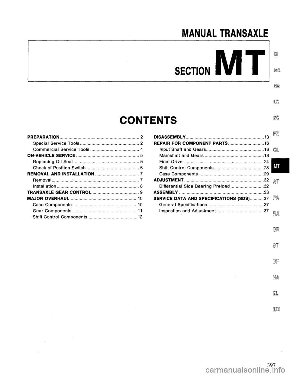 NISSAN PRIMERA 1995  Service Repair Manual 397 