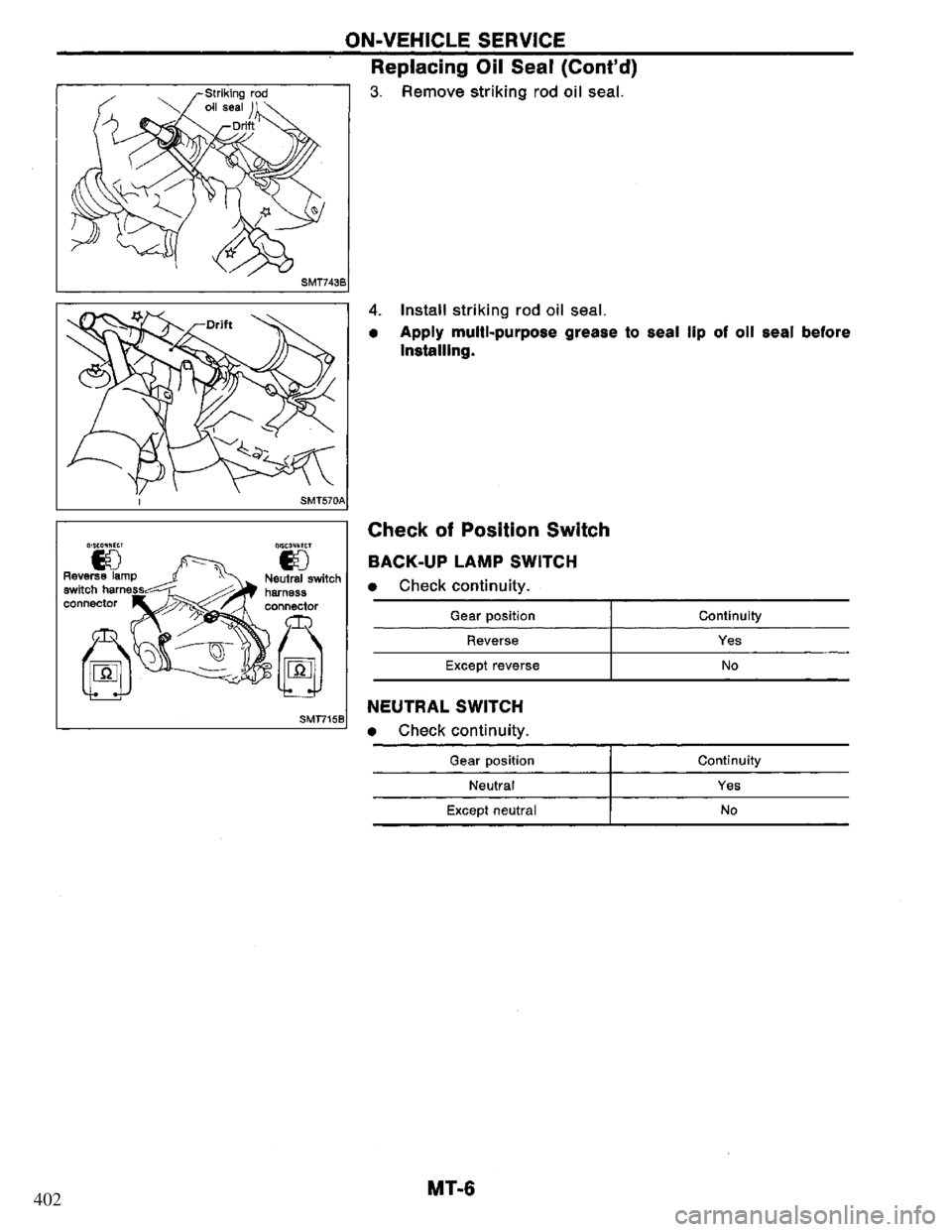 NISSAN PRIMERA 1995  Service Repair Manual 402 