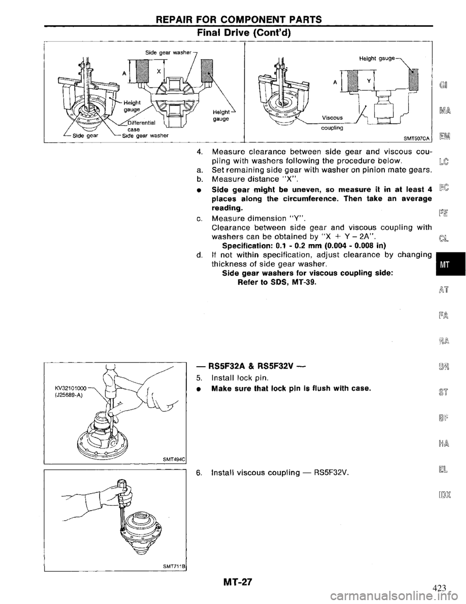 NISSAN PRIMERA 1995  Service Repair Manual 423 