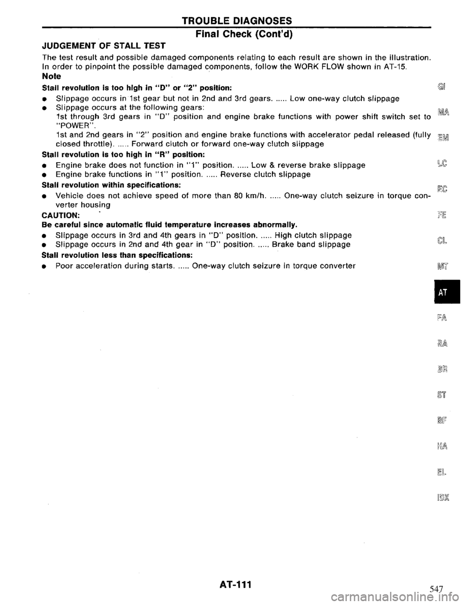 NISSAN PRIMERA 1995  Service Repair Manual 547 