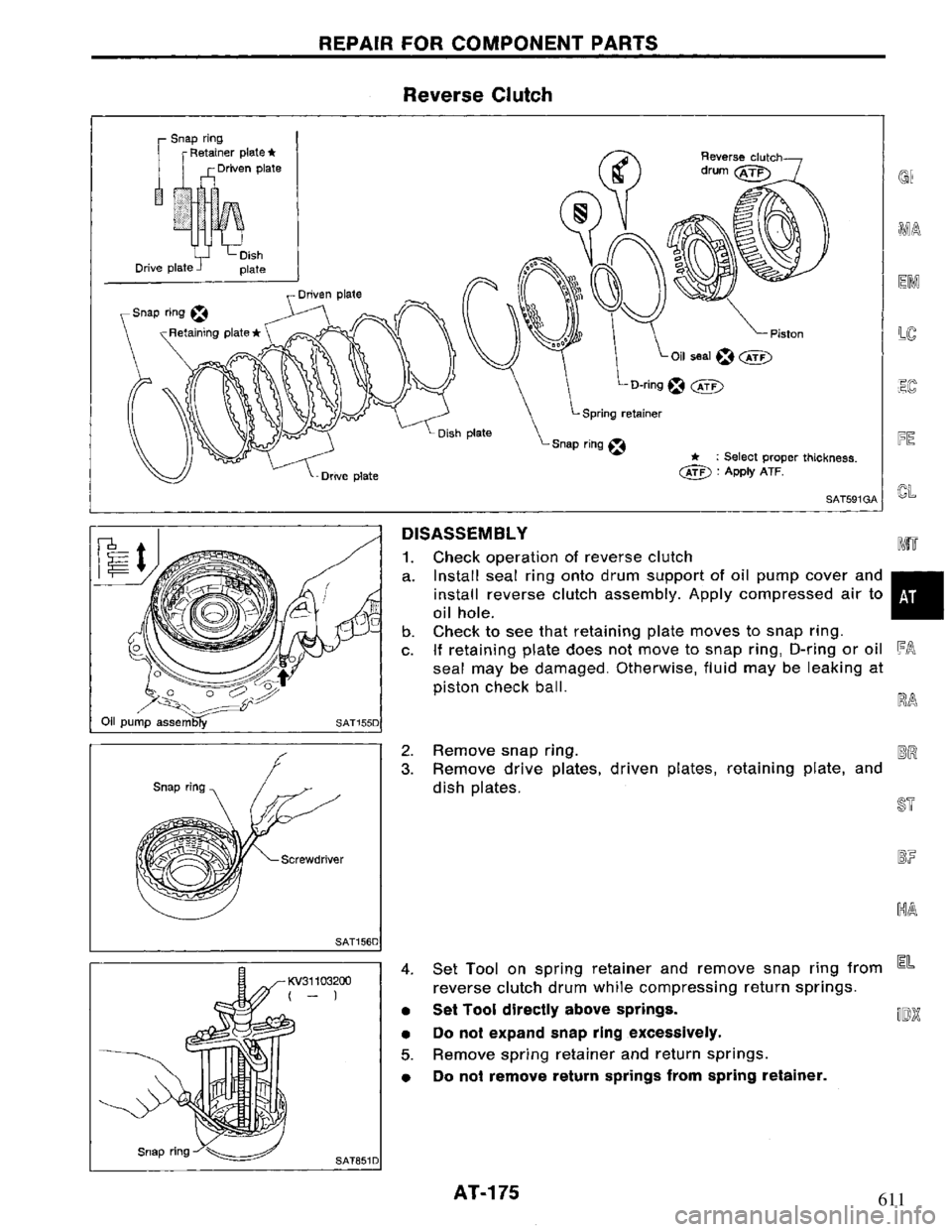 NISSAN PRIMERA 1995  Service Repair Manual 611 