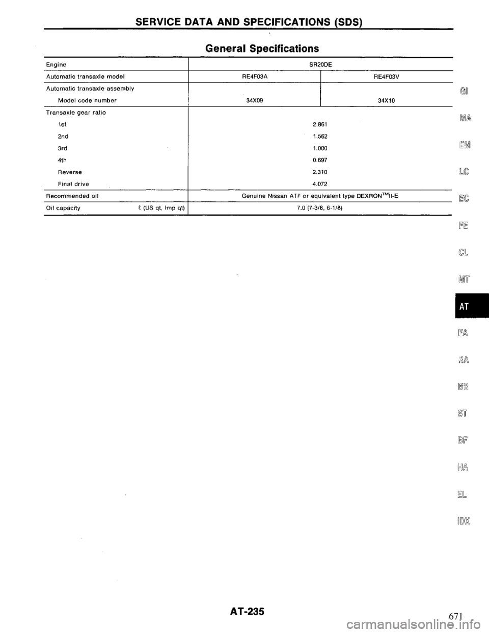 NISSAN PRIMERA 1995  Service Repair Manual 671 