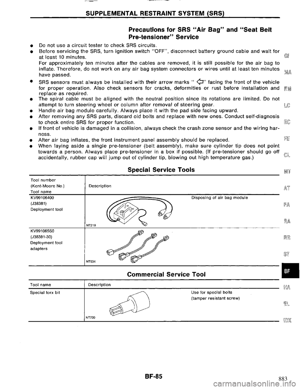 NISSAN PRIMERA 1995  Service Repair Manual 883 