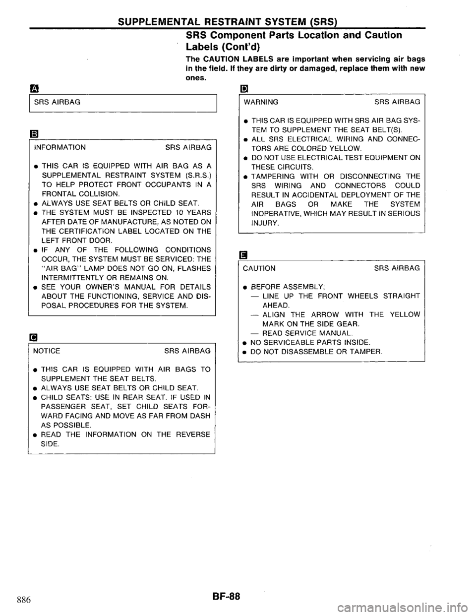 NISSAN PRIMERA 1995  Service Repair Manual 886 