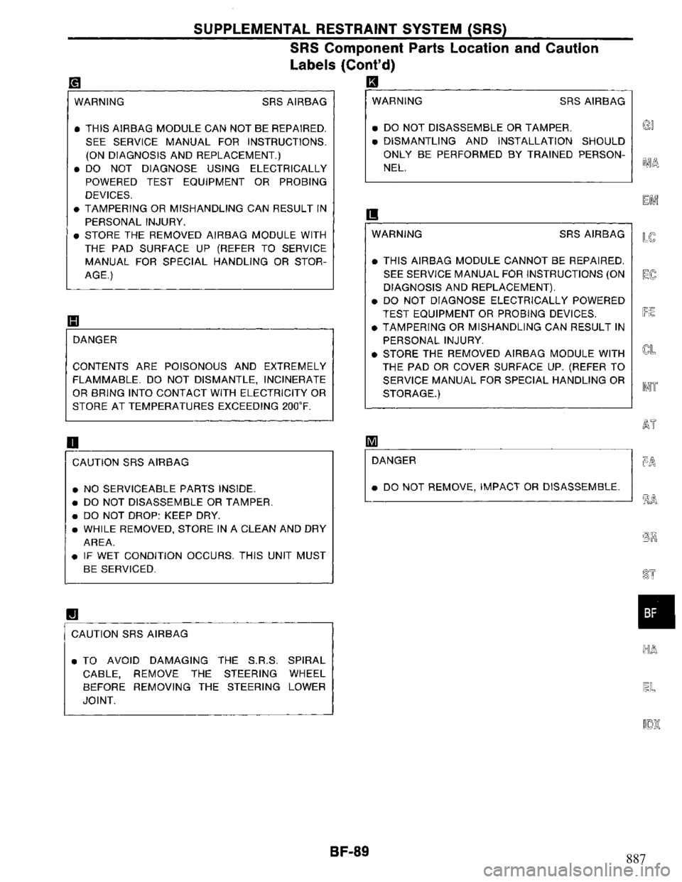 NISSAN PRIMERA 1995  Service Repair Manual 887 