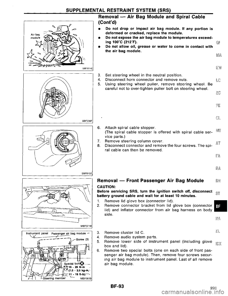 NISSAN PRIMERA 1995  Service Repair Manual 891 