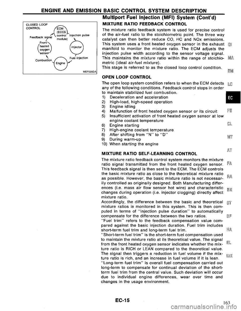 NISSAN PRIMERA 1995  Service Repair Manual 163 