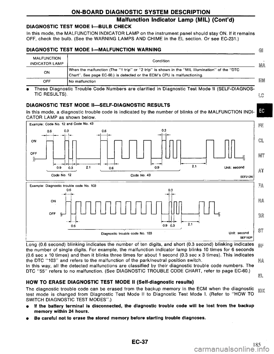 NISSAN PRIMERA 1995  Service Repair Manual 185 