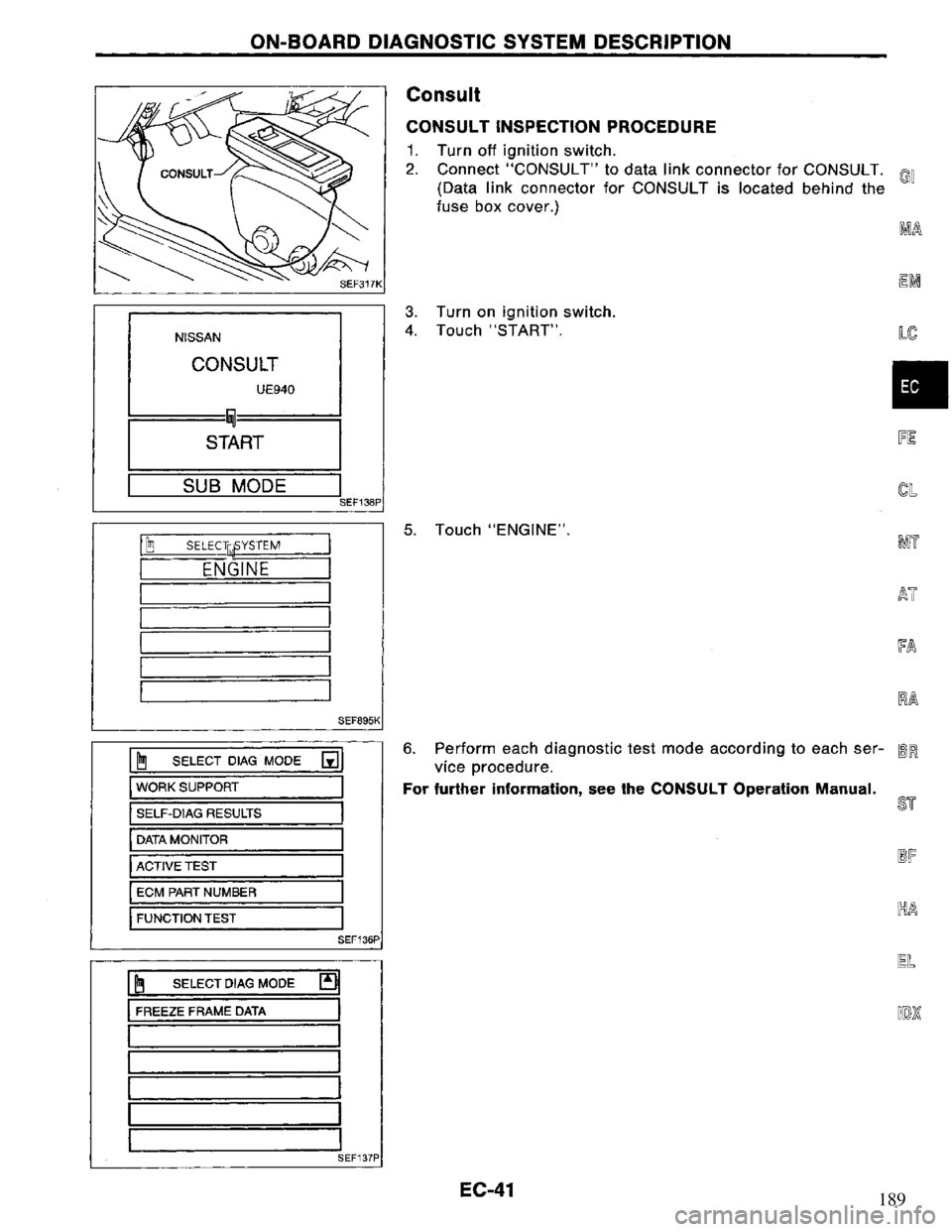 NISSAN PRIMERA 1995  Service Repair Manual 189 