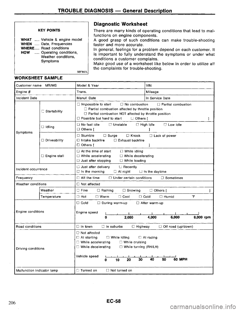 NISSAN PRIMERA 1995  Service Repair Manual 206 