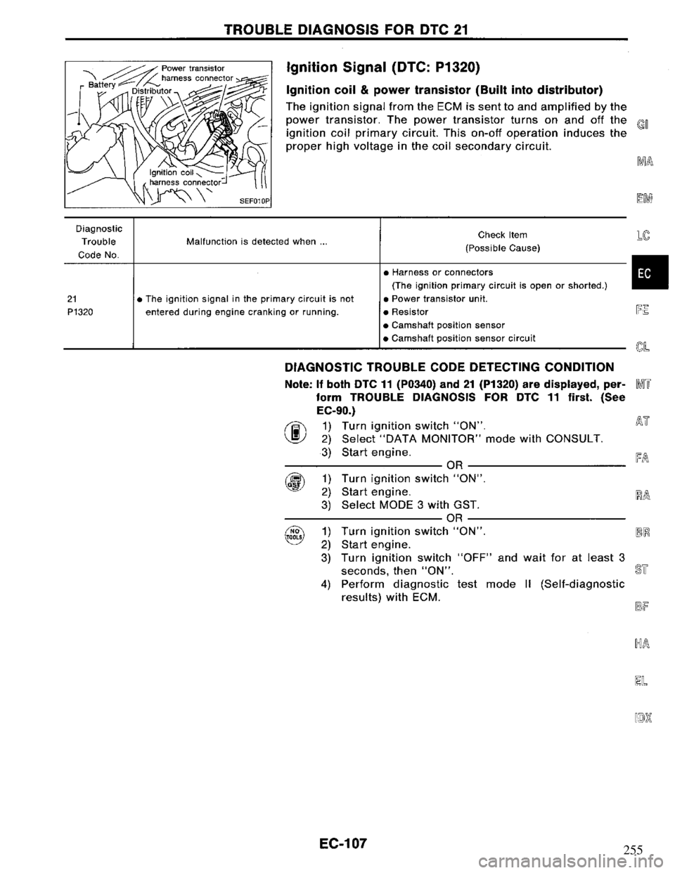 NISSAN PRIMERA 1995  Service Repair Manual 255 