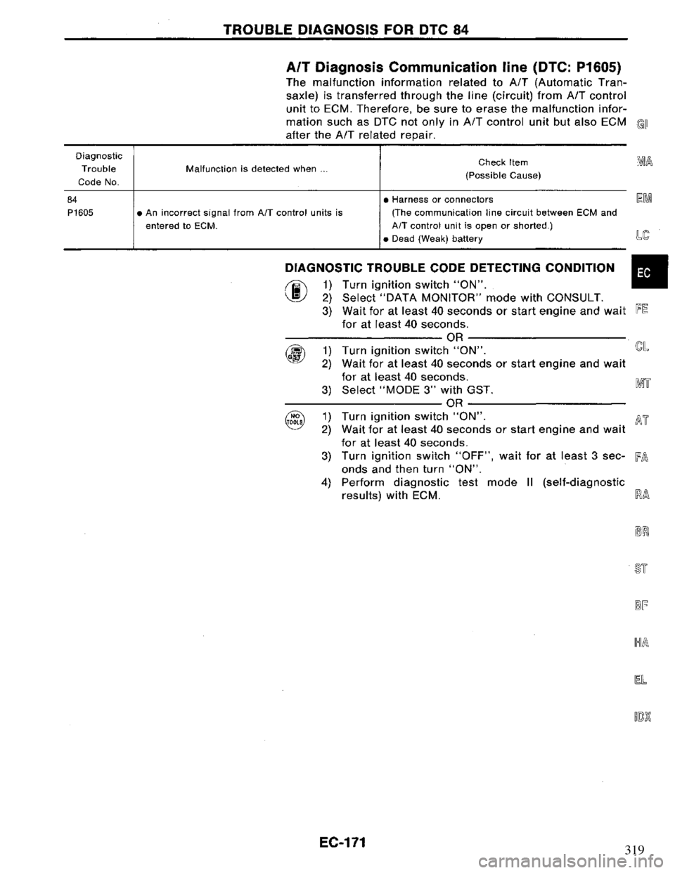 NISSAN PRIMERA 1995  Service Repair Manual 319 