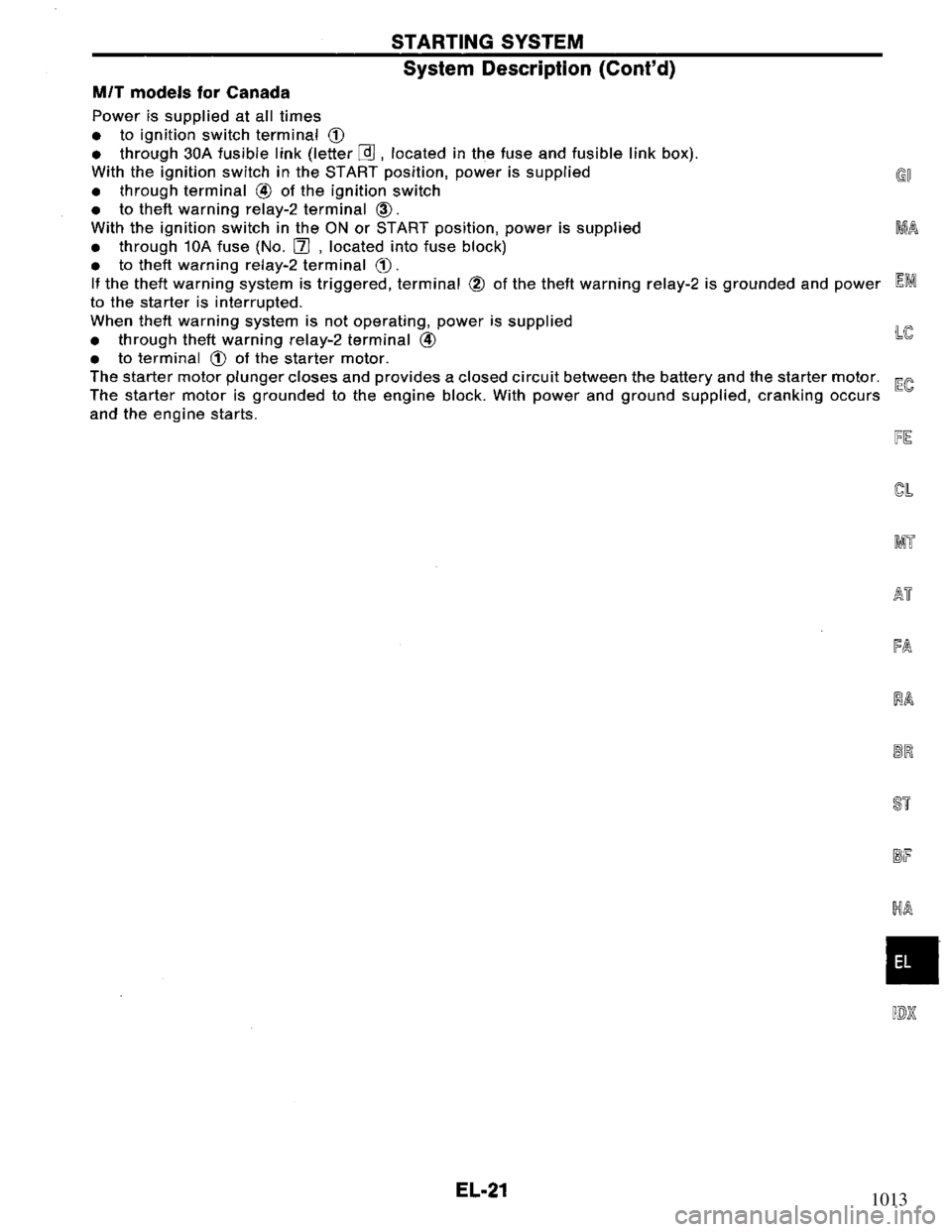 NISSAN PRIMERA 1995  Service Repair Manual 1013 