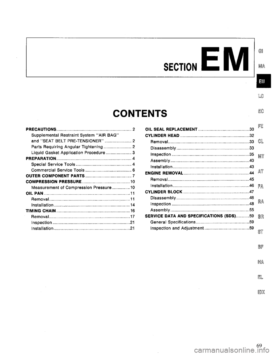 NISSAN PRIMERA 1995  Service Repair Manual 69 