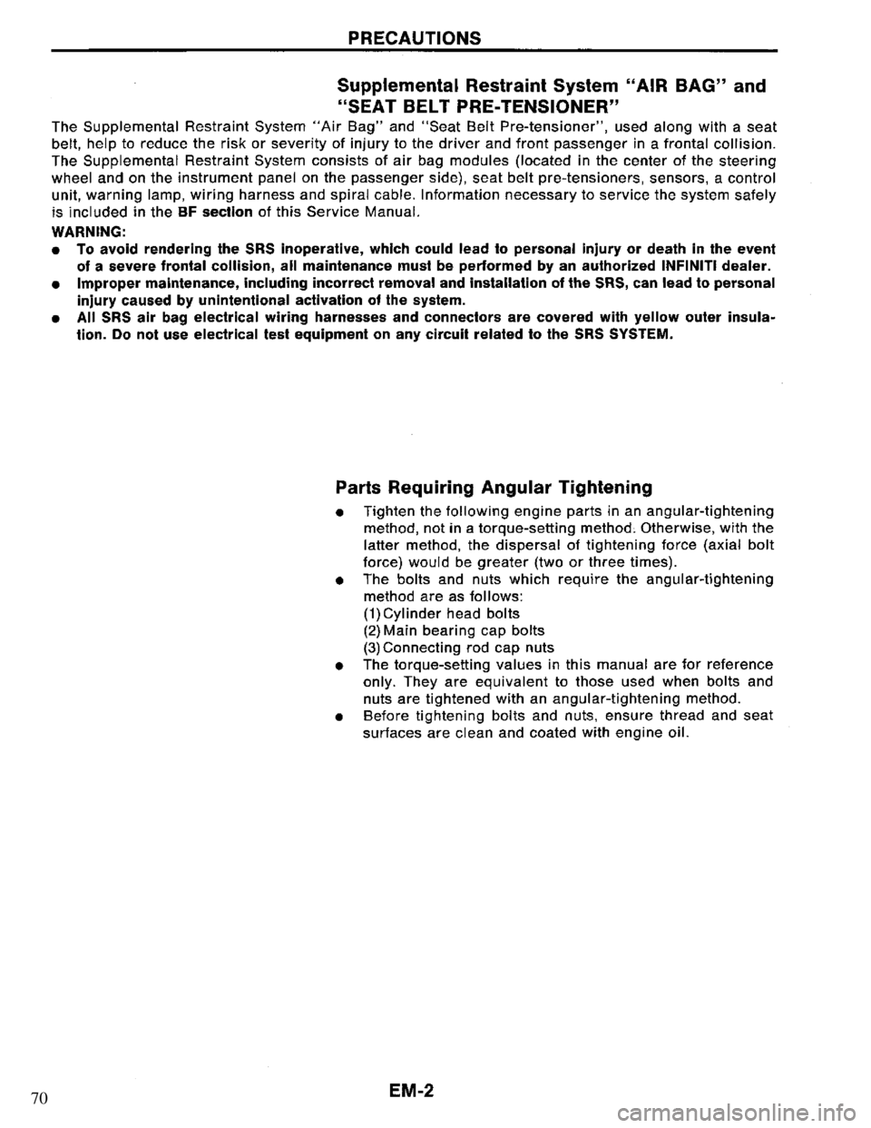 NISSAN PRIMERA 1995  Service Repair Manual 70 