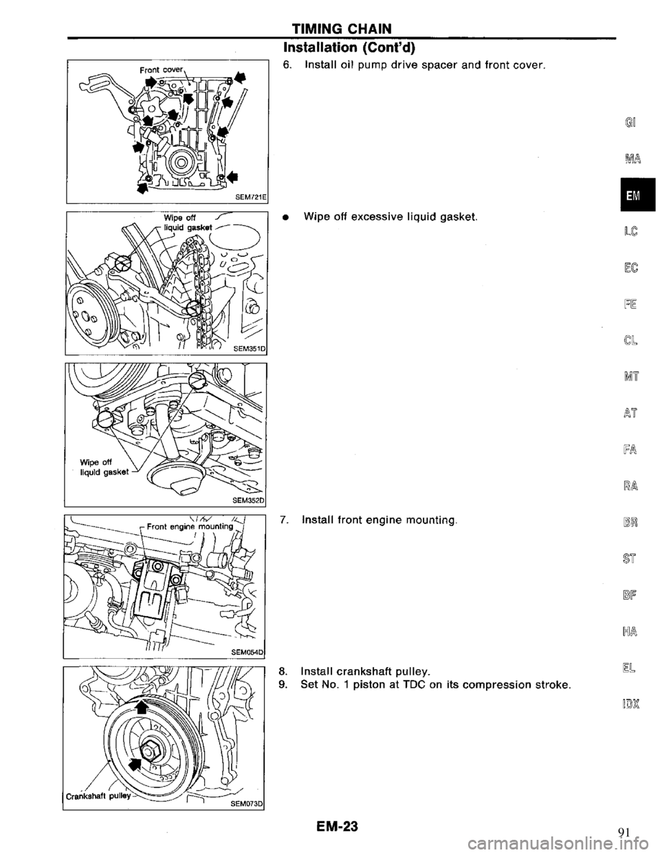 NISSAN PRIMERA 1995  Service Repair Manual 91 