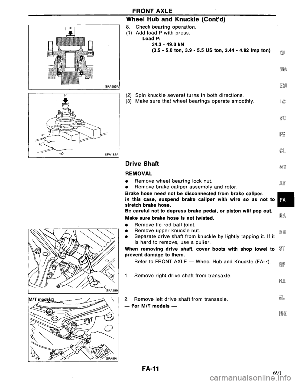 NISSAN PRIMERA 1995  Service Repair Manual 691 