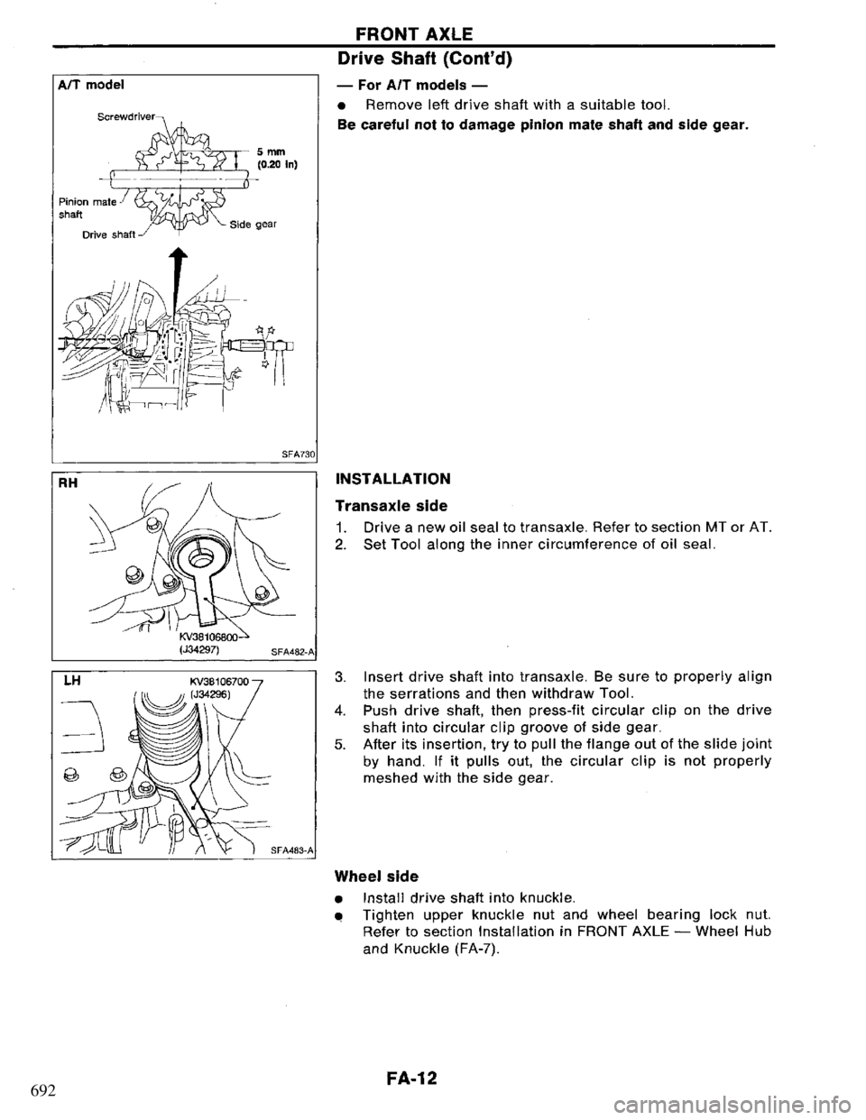 NISSAN PRIMERA 1995  Service Repair Manual 692 