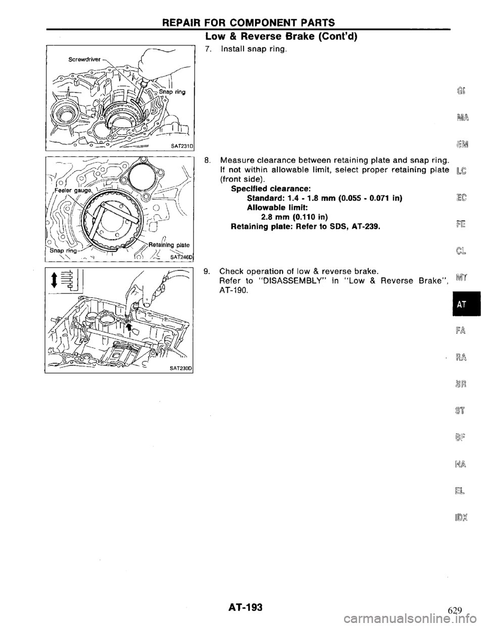 NISSAN PRIMERA 1994  Service Repair Manual 629 