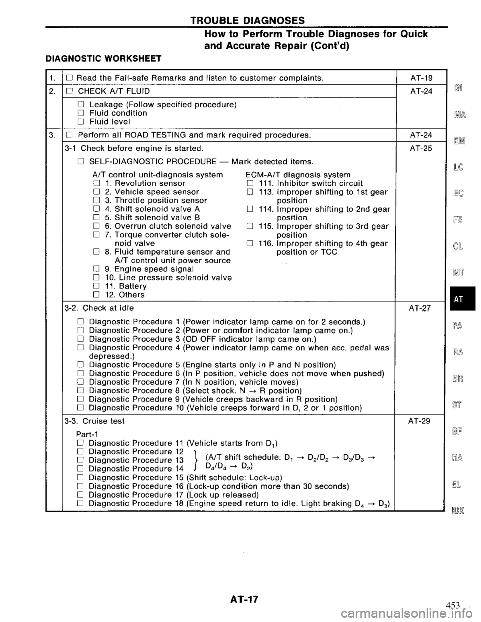 NISSAN PRIMERA 1994  Service Repair Manual 453 