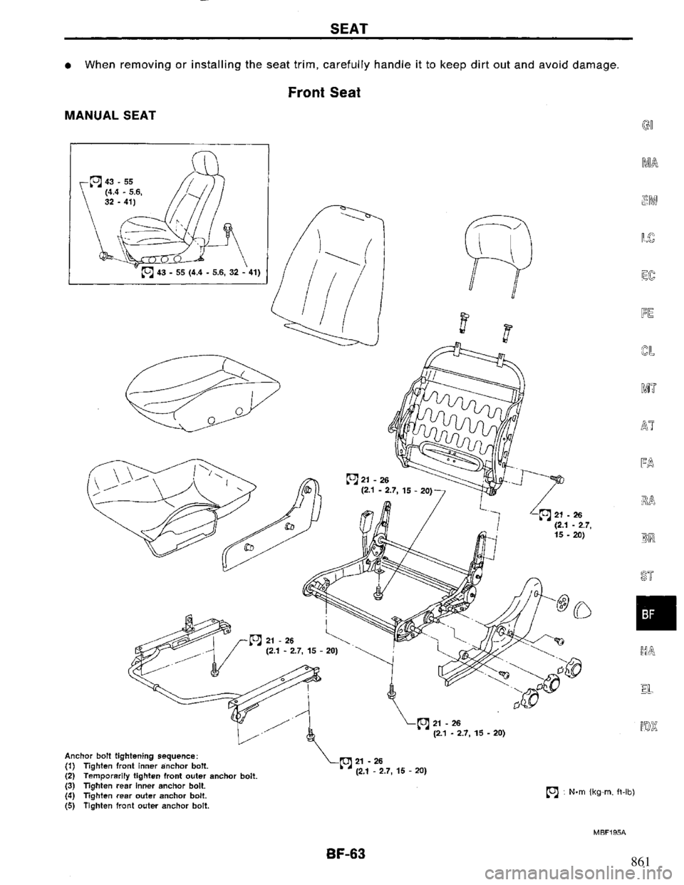 NISSAN PRIMERA 1994  Service Repair Manual 861 