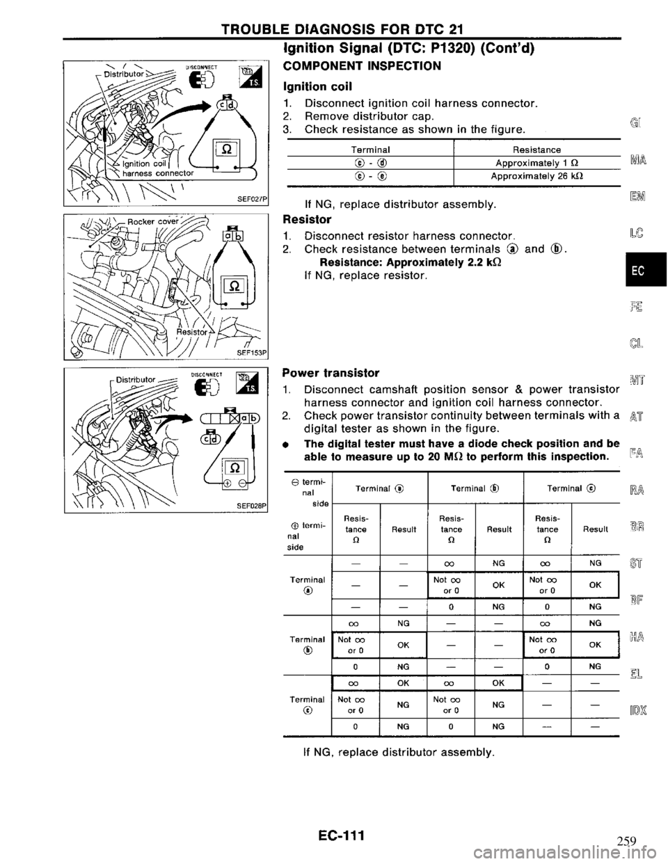 NISSAN PRIMERA 1994  Service Repair Manual 259 