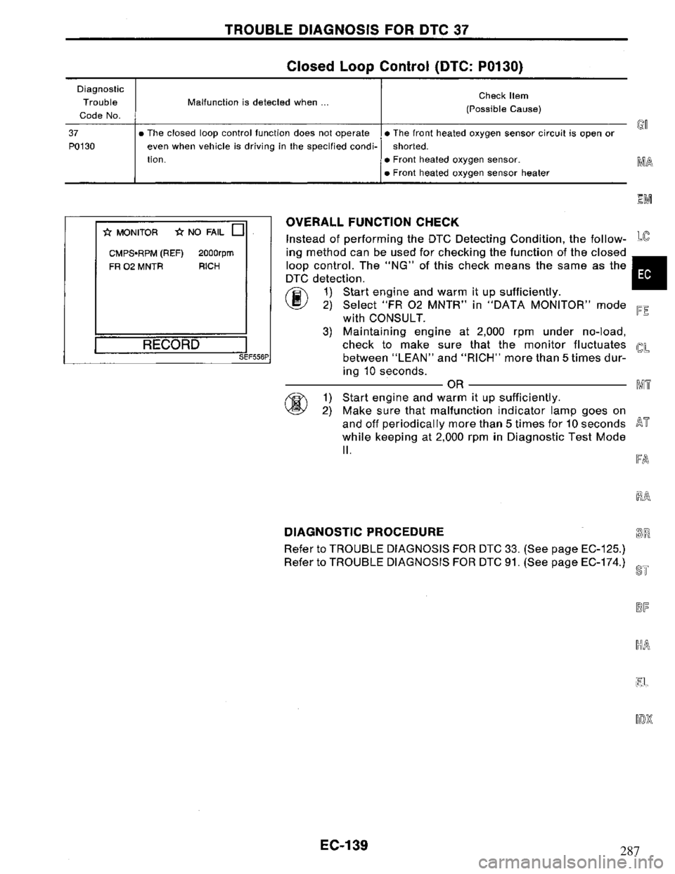 NISSAN PRIMERA 1994  Service Repair Manual 287 