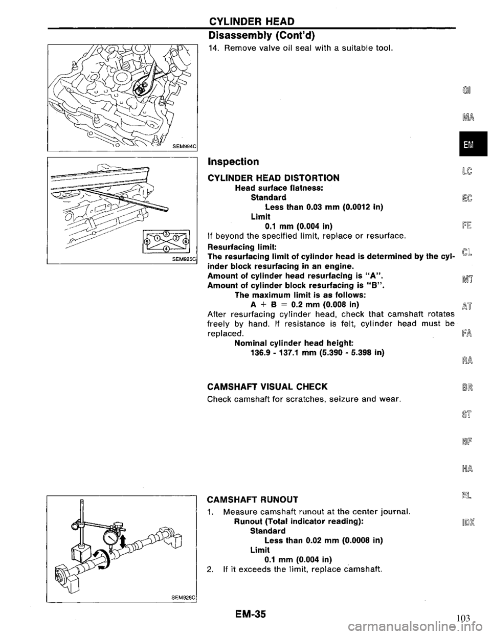 NISSAN PRIMERA 1994  Service Repair Manual 103 