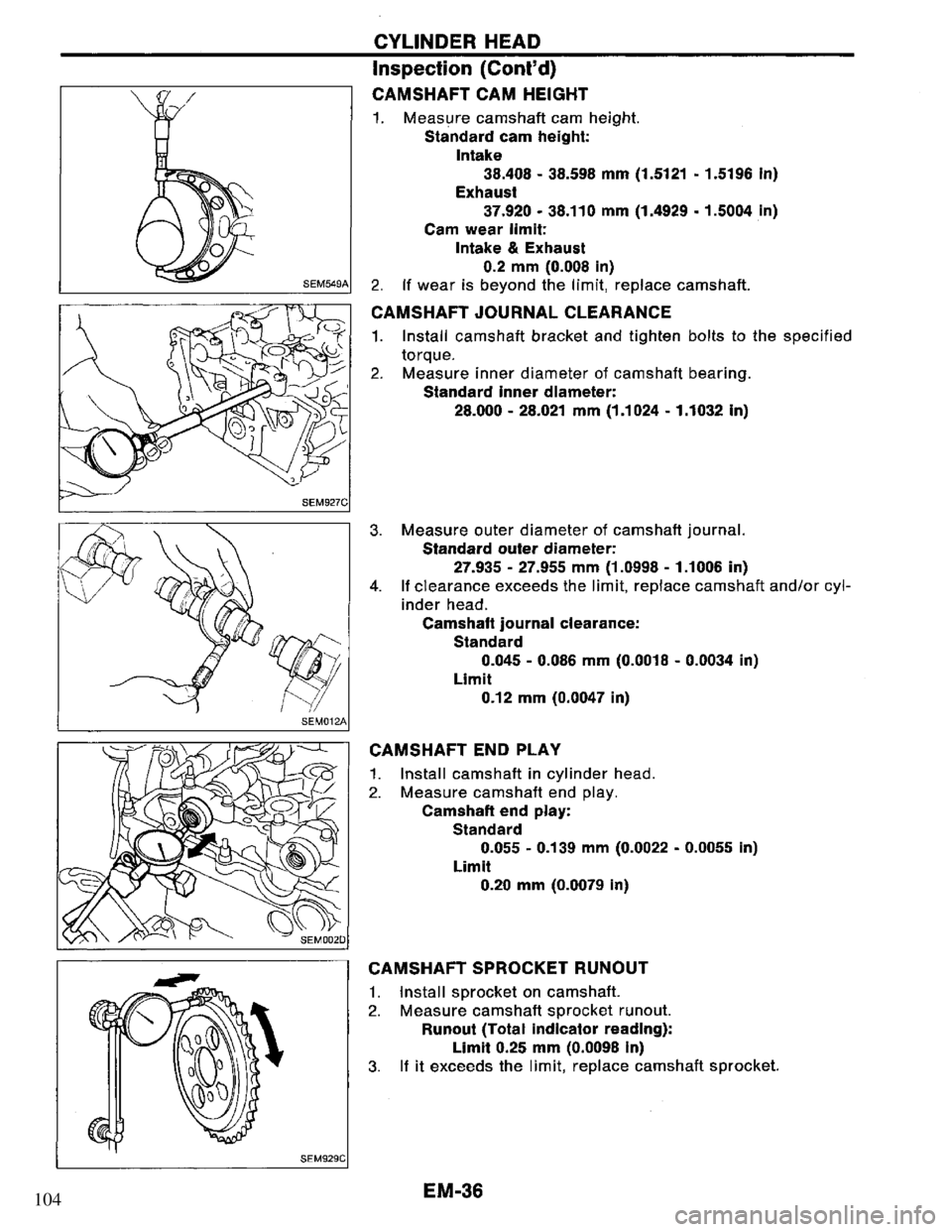 NISSAN PRIMERA 1994  Service Repair Manual 104 