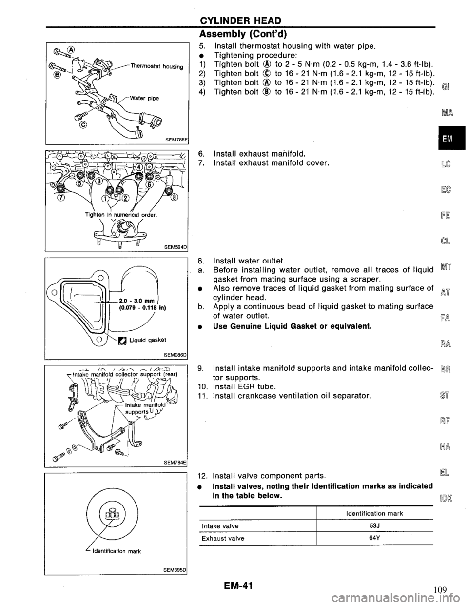 NISSAN PRIMERA 1994  Service Repair Manual 109 