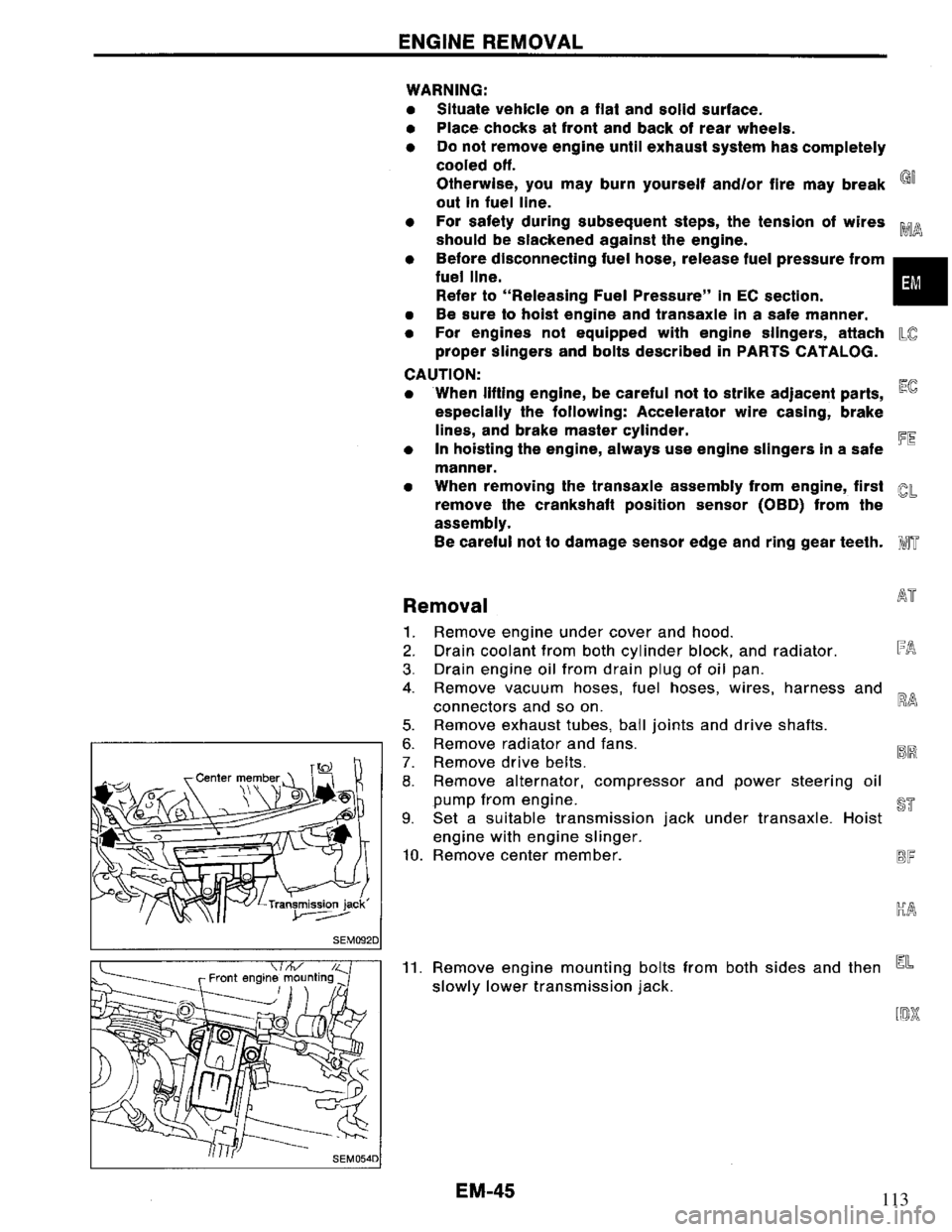 NISSAN PRIMERA 1994  Service Repair Manual 113 