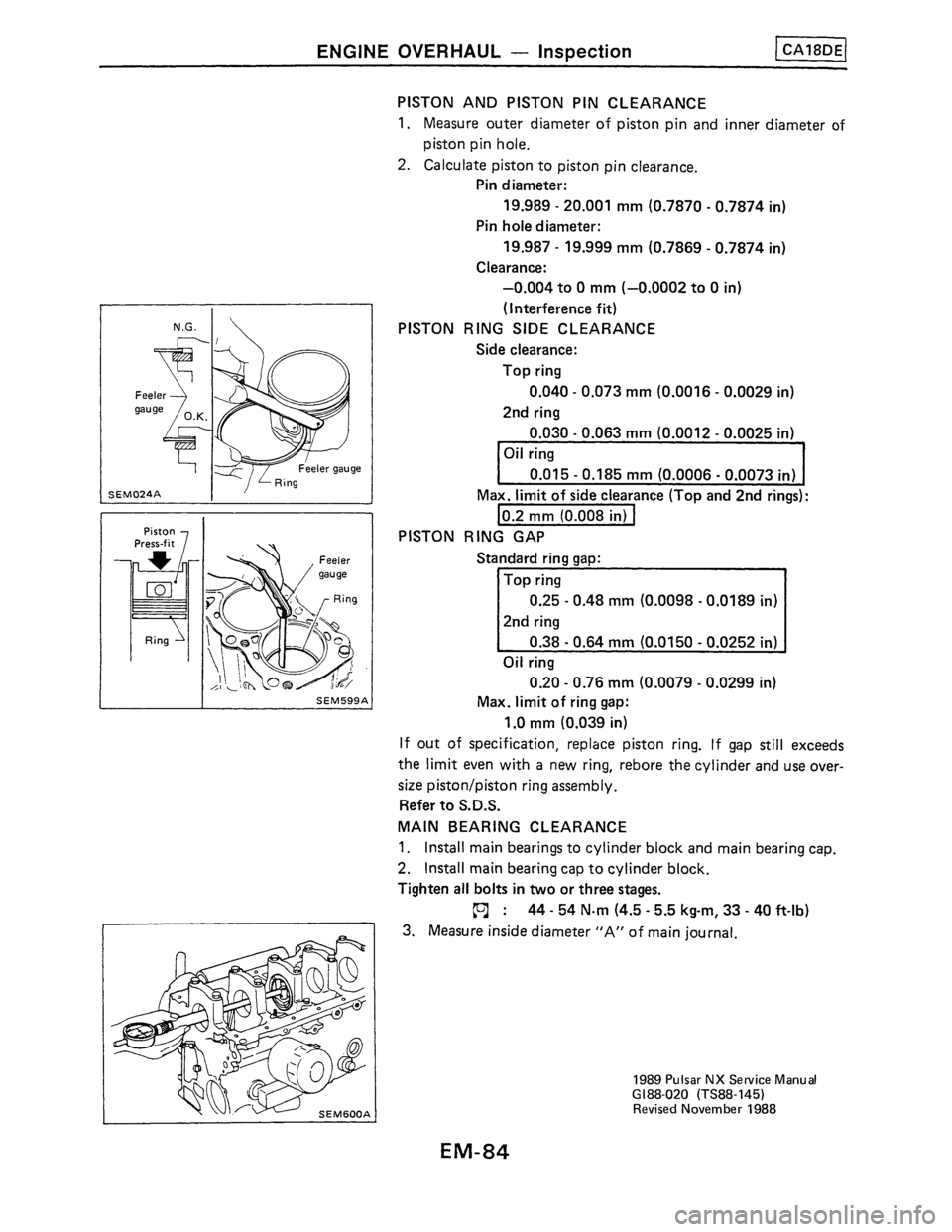 NISSAN PULSAR 1986  Service Manual 