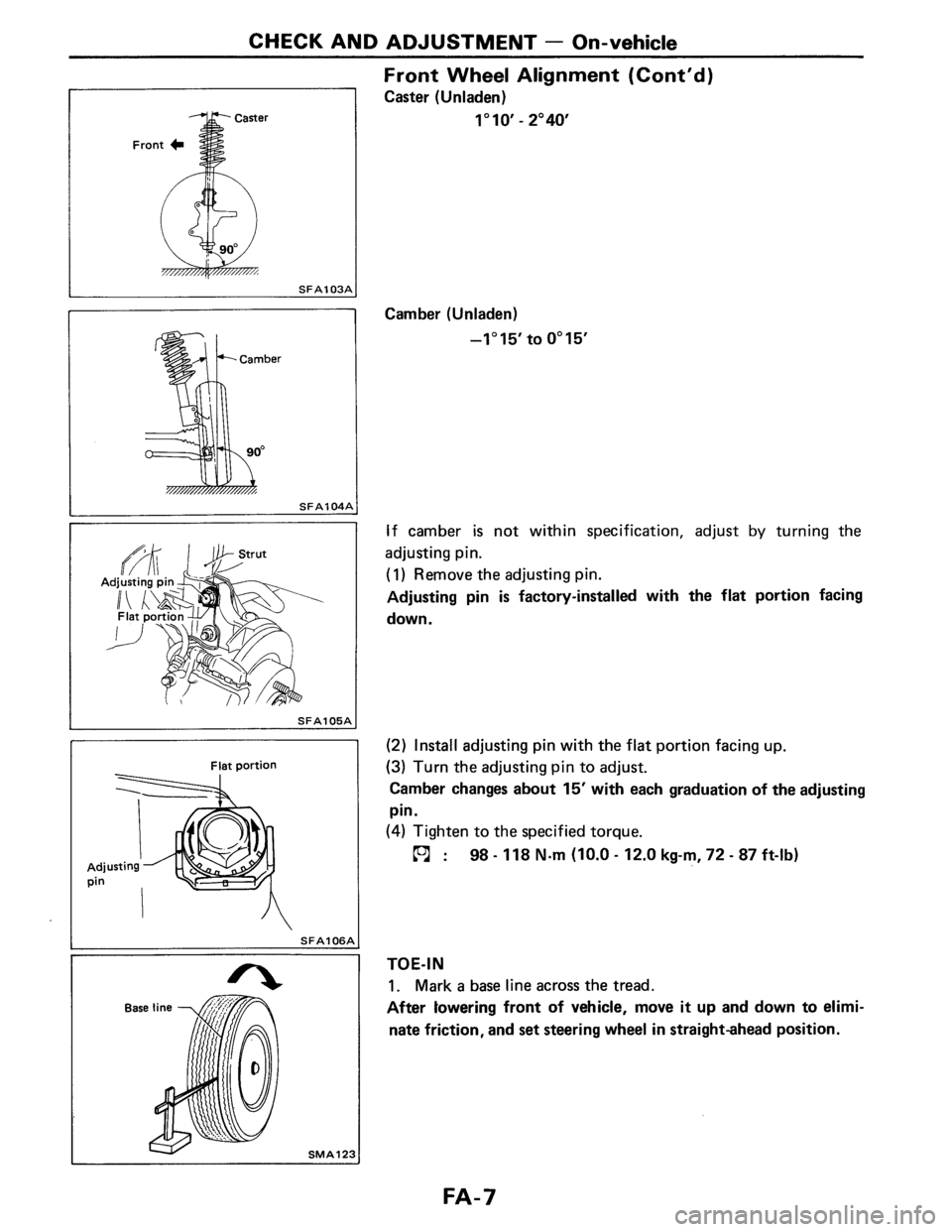 NISSAN PULSAR 1986  Service Manual 